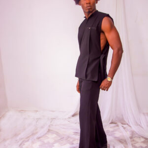 BLACK SIDE-TIE JACKET