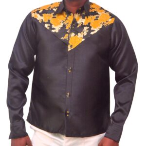 BLACK FLORAL DAMASK SHIRT