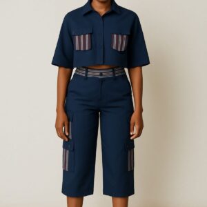 BLUE CREPE-ASOOKE BLEND TWO-PIECE