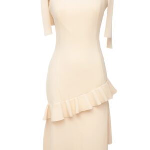 TIE SLEEVES FRILL DRESS (IN CREAM)