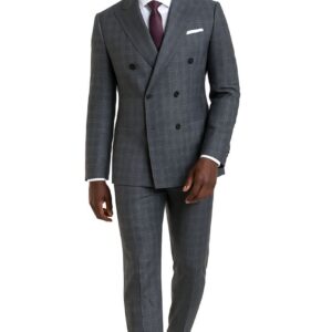 GREY DOUBLE BREASTED CHECKERED SUIT & TROUSERS