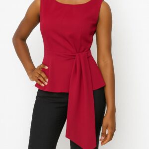 RED SIDE-DRAPED TOP