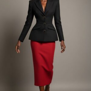 BLACK HIP-LENGTH BLAZER
