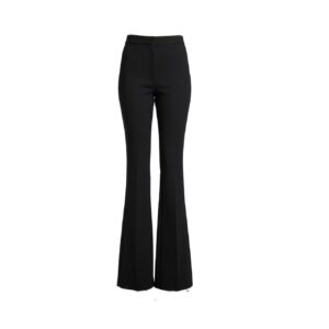 BLACK FLARED-BOTTOM HIGH WAIST TROUSERS
