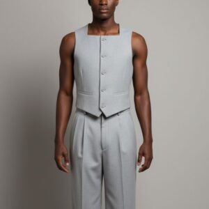 GREY SQUARE NECK WAISTCOAT