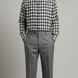 WHITE & BLACK HOUNDSTOOTH PATTERNED SHIRT