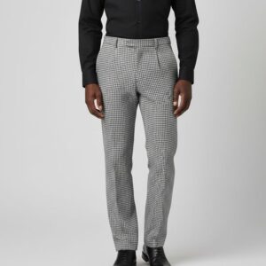 GREY HOUNDSTOOTH PENCIL TROUSERS