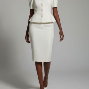 IVORY PUFF SLEEVE SKIRT SUIT SET