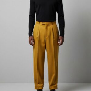 YELLOW (MUSTARD) DOUBLE PLEATED CUFFED TROUSERS