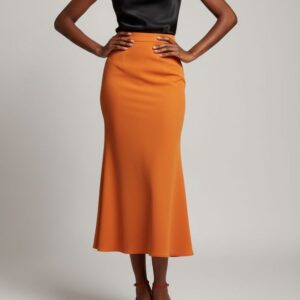 ORANGE BIAS MIDI SKIRT