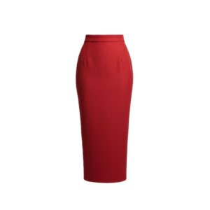 RED MIDI PENCIL SKIRT