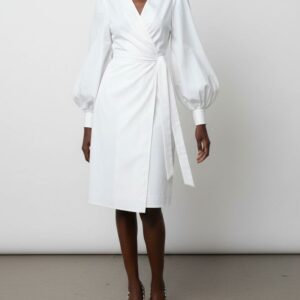 WHITE COLLAR WRAP DRESS