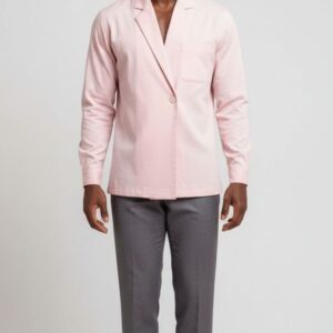 PINK CAMP COLLAR SIDE BUTTON SHIRT