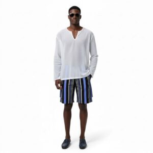 BLACK & BLUE STRIPED SHORTS