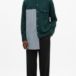 GREEN STRIPED ASYMMETRIC SHIRT