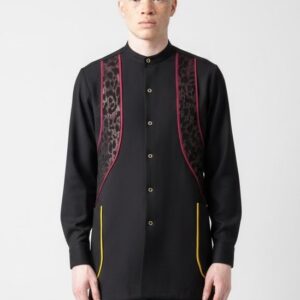 BLACK OUTLINED PATTERNED SHIRT