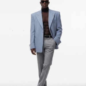 BLUE TURN-UP SLEEVE BLAZER