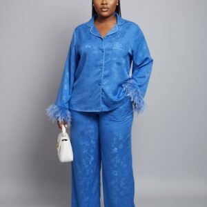 BLUE LUX PJ FEATHERED SLEEVE SET