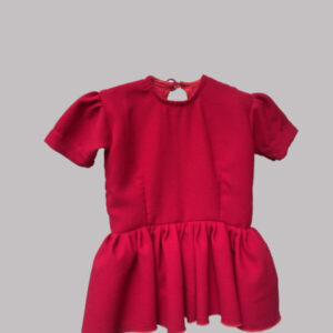 RED PEPLUM FRILL TOP