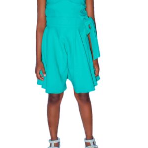 GREEN RUFFLE SLEEVE TWO-PIECE SKORT