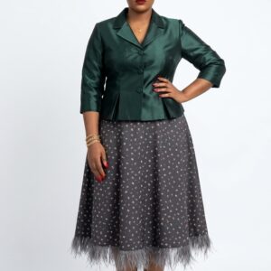 GREEN MIKADO PLEATED JACKET