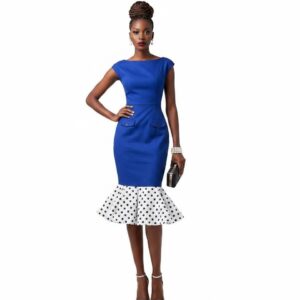 BLUE CAP SLEEVE BUBBLE HEM DRESS