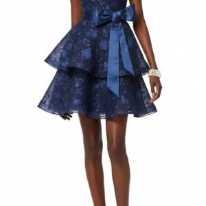 BLUE FLORAL HIGH NECK TIERED DRESS