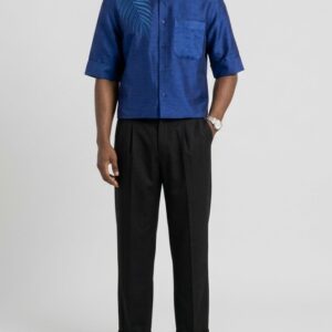 BLUE PALM EMBROIDERED SHIRT