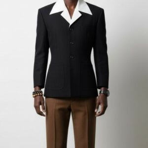 BLACK BLAZER WITH WHITE LAPEL