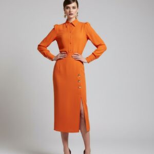 ORANGE SIDE-SLIT SKIRT