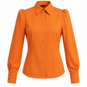ORANGE PLEATED SLEEVE SHIRT