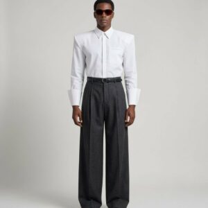 WHITE SHOULDER PADDED SHIRT